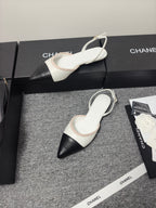 CC 26s Slingback Pointed Black White Leather 681975