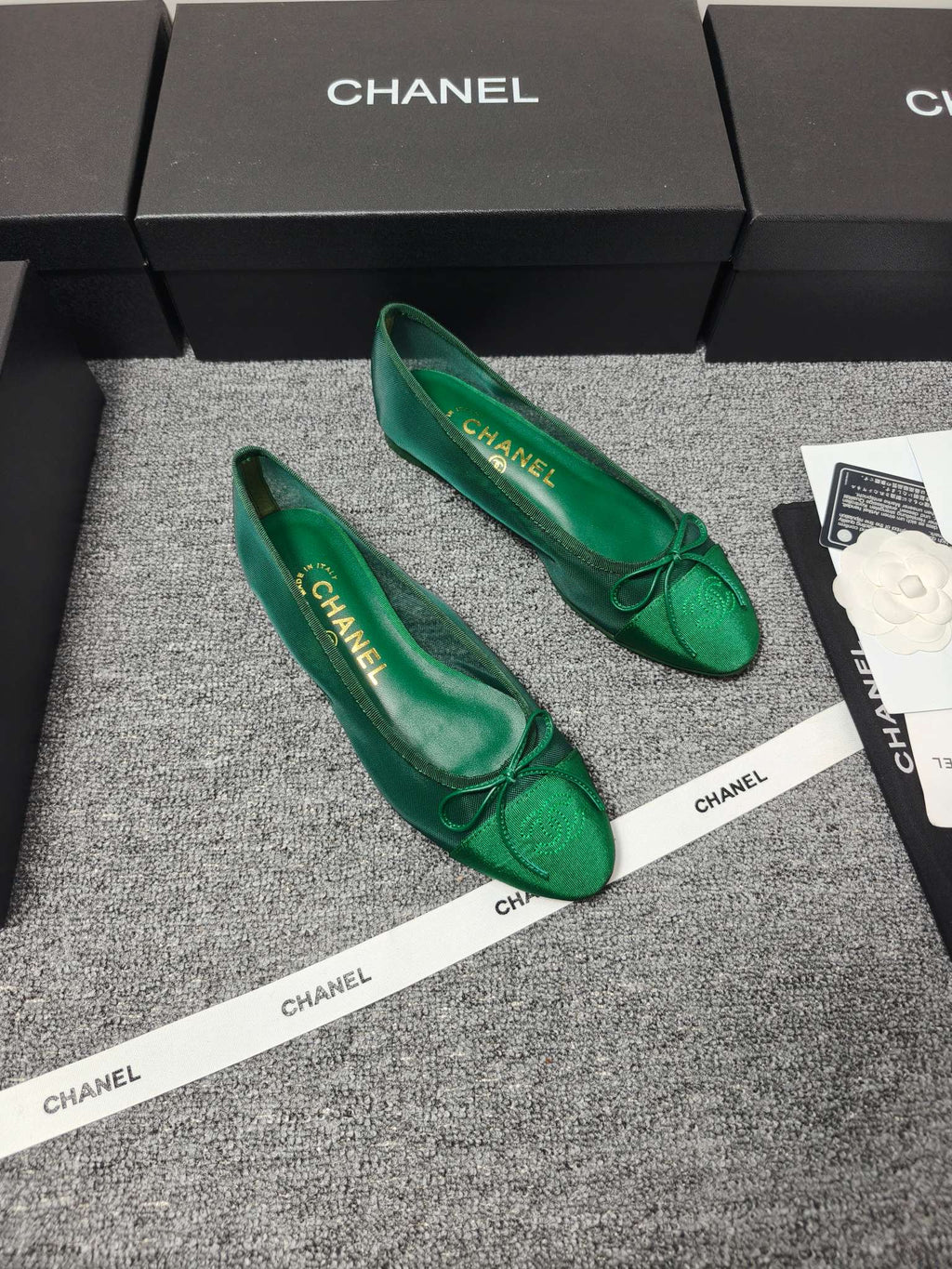 CC 26s Ballet Flat Green Mesh Fabric Sheepskin 681980