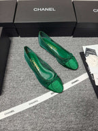CC 26s Ballet Flat Green Mesh Fabric Sheepskin 681980