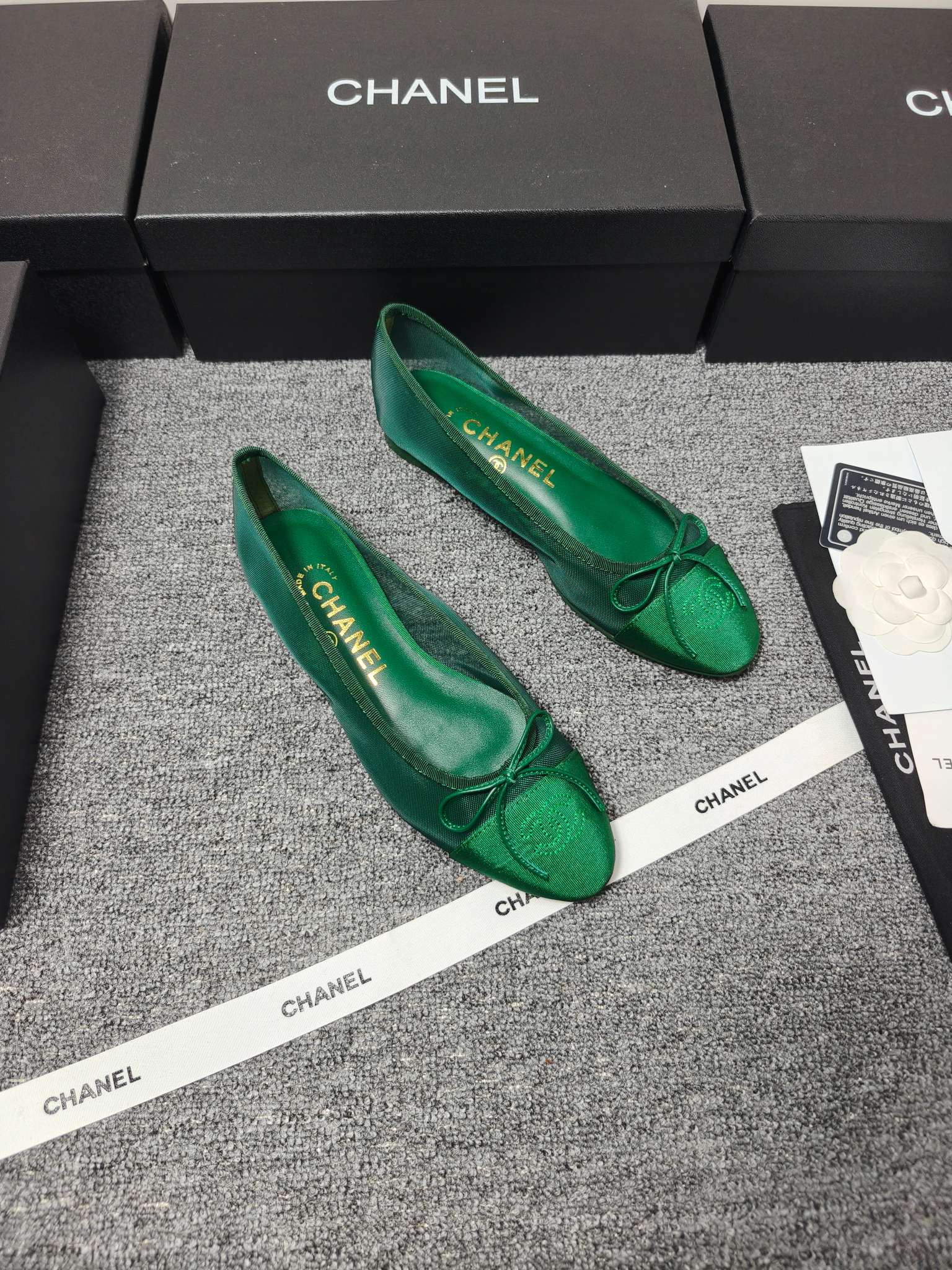 CC 26s Ballet Flat Green Mesh Fabric Sheepskin 681980