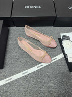 CC 26s Ballet Flat Light Pink Mesh Fabric Sheepskin 681981