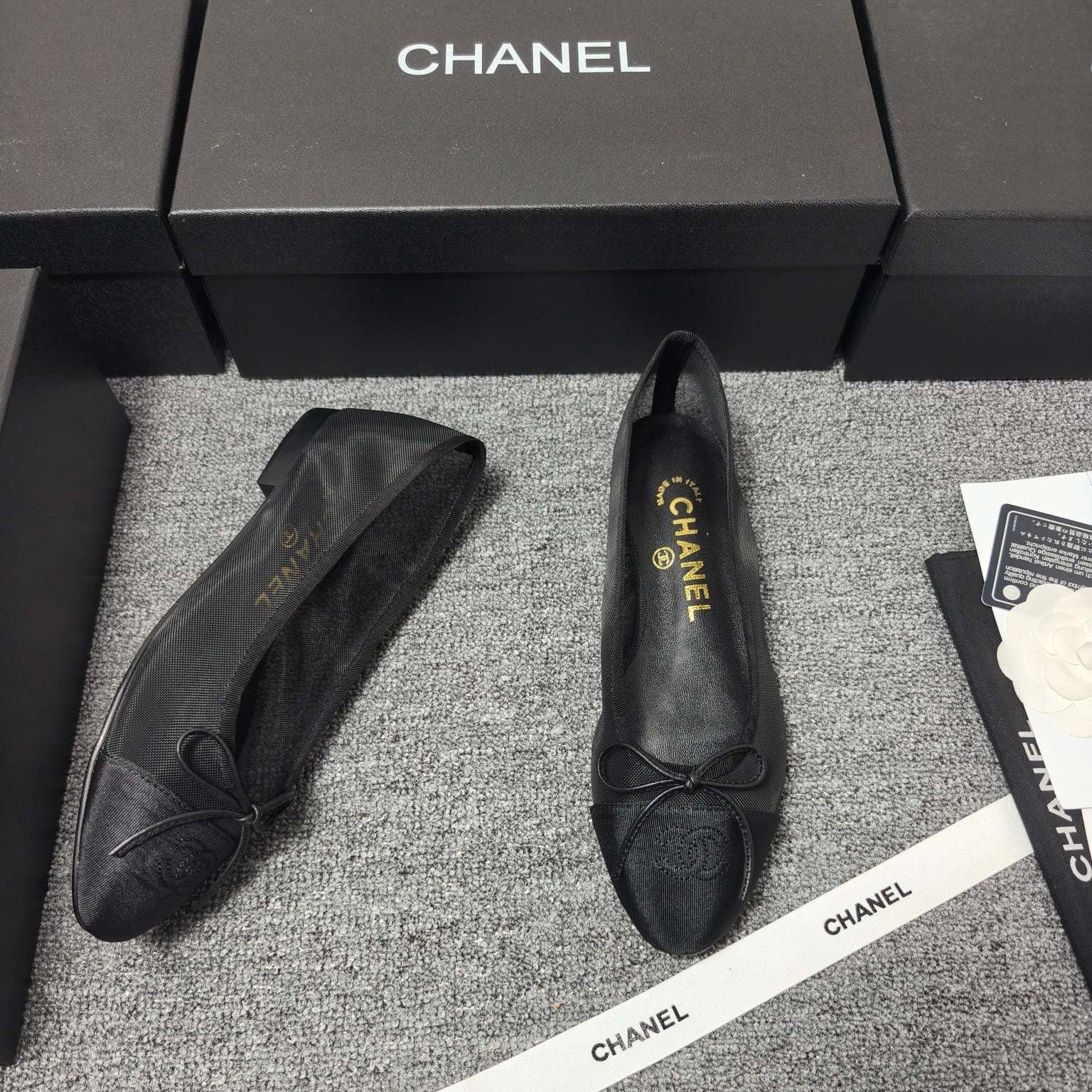 CC 26s Ballet Flat Black Mesh Fabric Sheepskin 681982