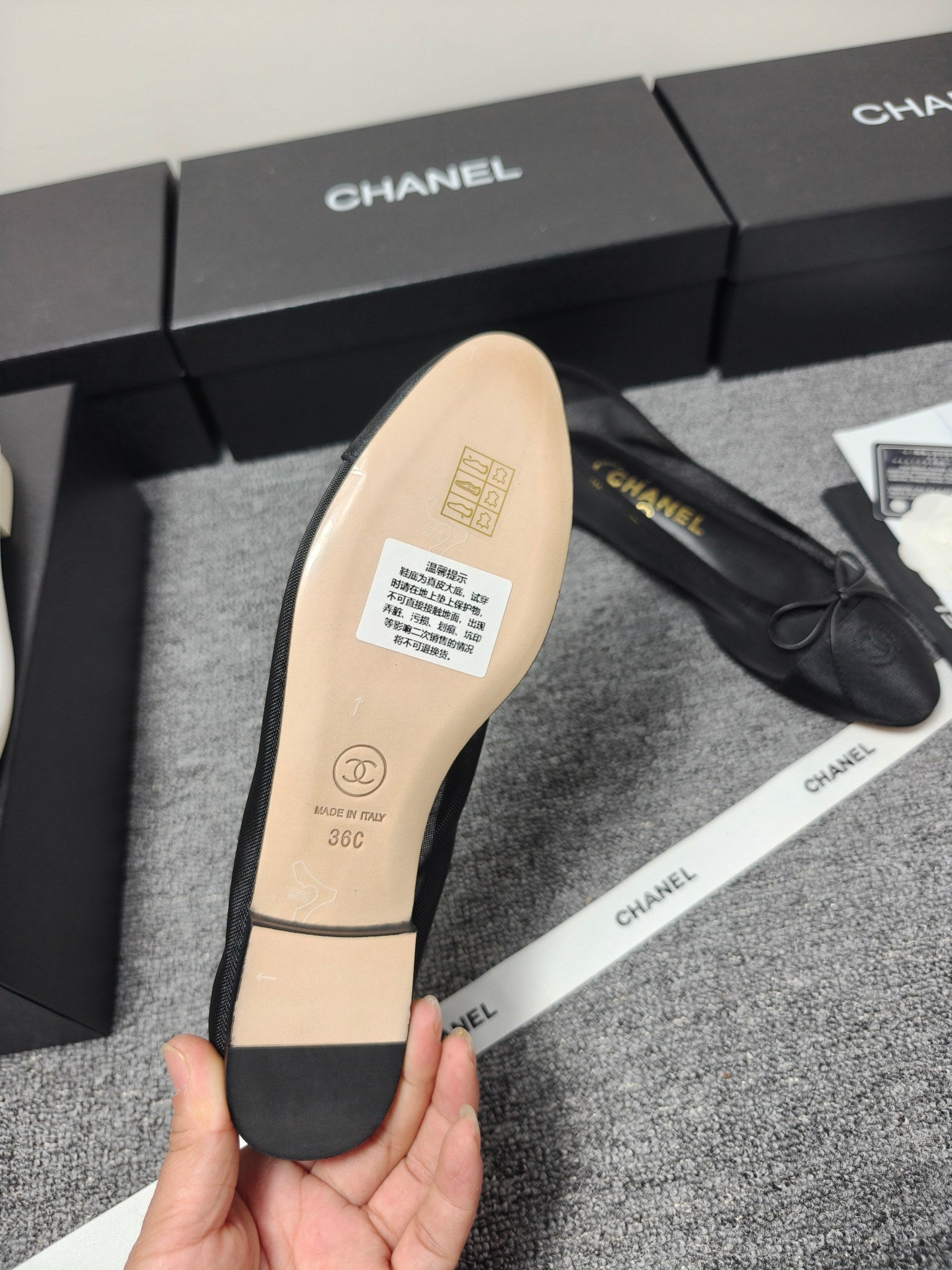 CC 26s Ballet Flat Black Mesh Fabric Sheepskin 681982