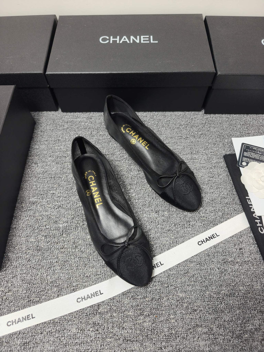 CC 26s Ballet Flat Black Mesh Fabric Sheepskin 681982