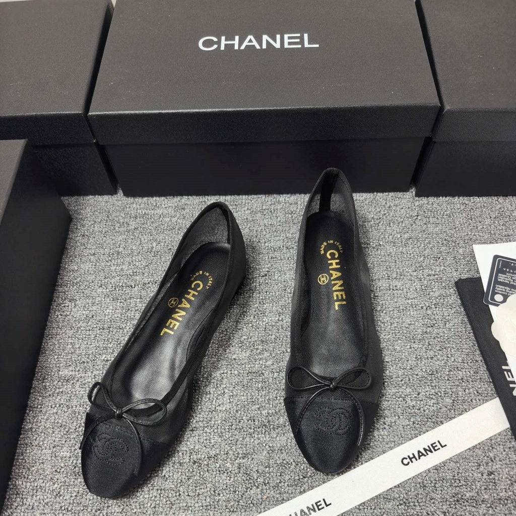 CC 26s Ballet Flat Black Mesh Fabric Sheepskin 681982