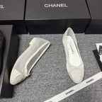 CC 26s Ballet Flat White Mesh Fabric Sheepskin 681983