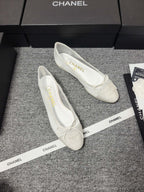 CC 26s Ballet Flat White Mesh Fabric Sheepskin 681983