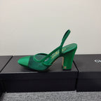 CC 26s Slingback 9.5cm Green Mesh Fabric Sheepskin 681987