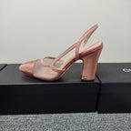 CC 26s Slingback 9.5cm Pink Mesh Fabric Sheepskin 681988