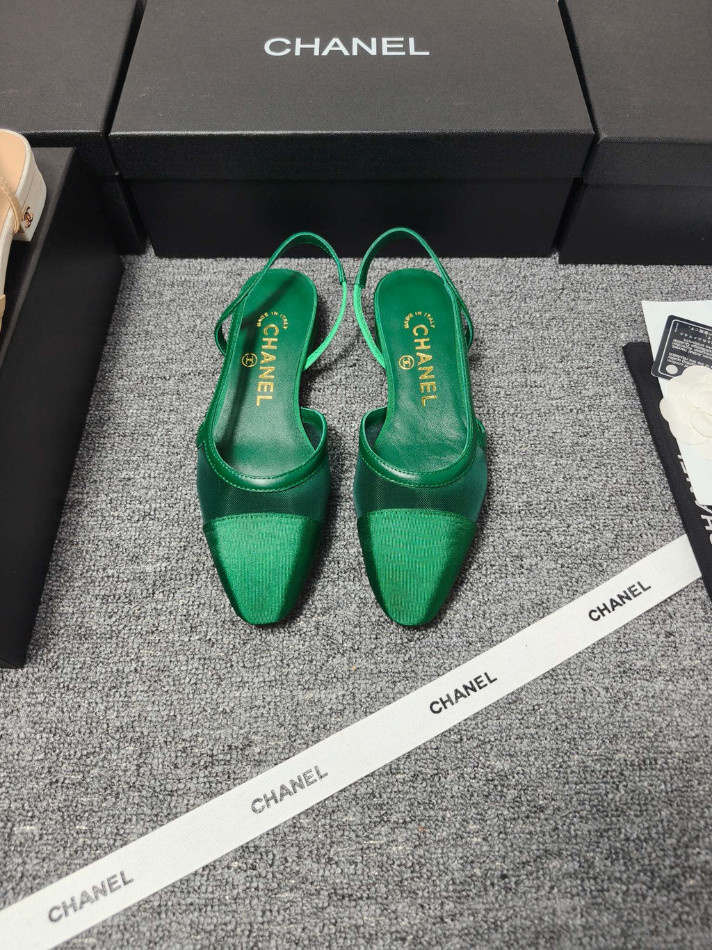 CC 26s Slingback 20 Green Mesh Fabric Sheepskin 681999