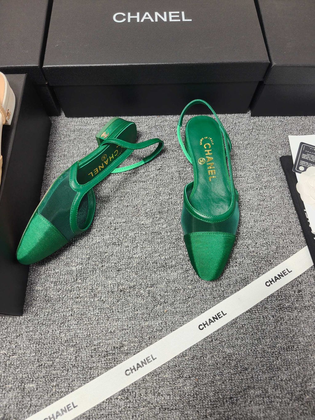CC 26s Slingback 20 Green Mesh Fabric Sheepskin 681999