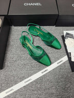 CC 26s Slingback 20 Green Mesh Fabric Sheepskin 681999