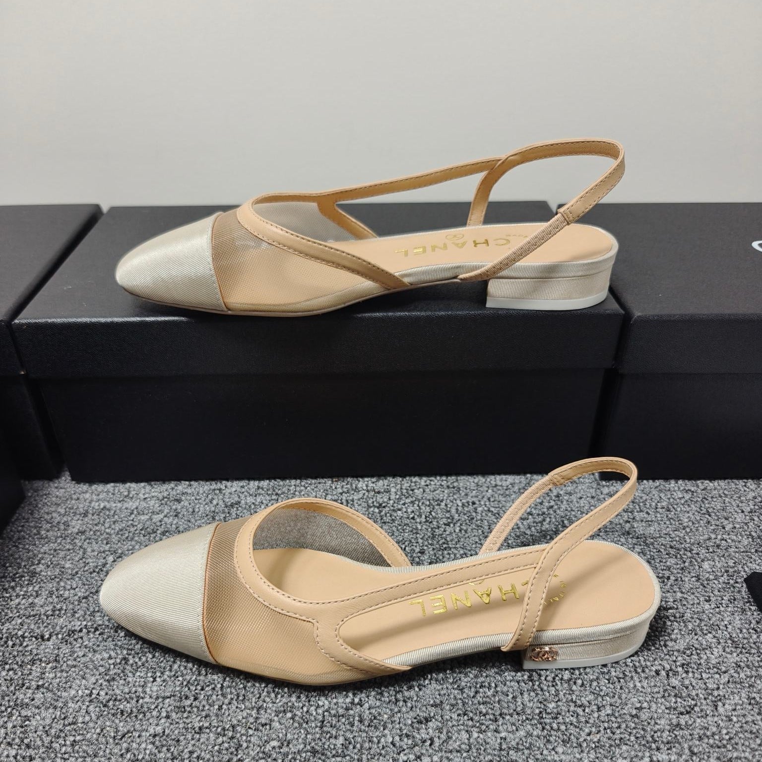 CC 26s Slingback 20 Beige Mesh Fabric Sheepskin 682001