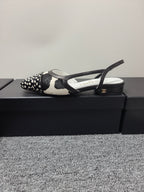 CC SS 2026 Slingbacks Flat White Black Calfskin Lambskin