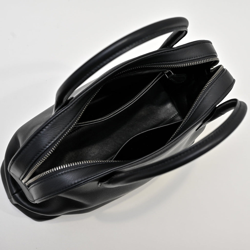 The Row Agnes Tote Bag 30cm Black Leather