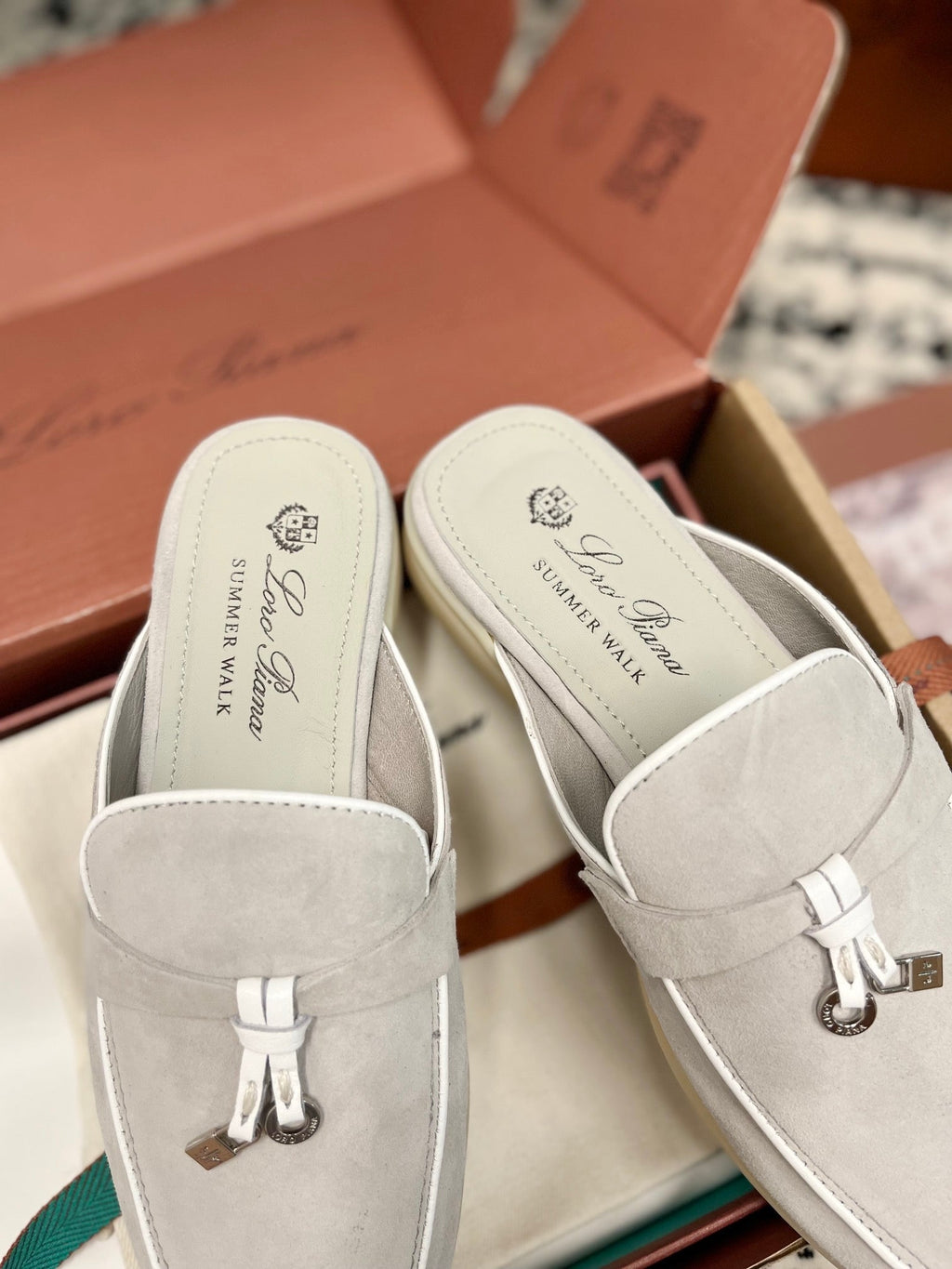 mule charms walk light grey suede calfskin