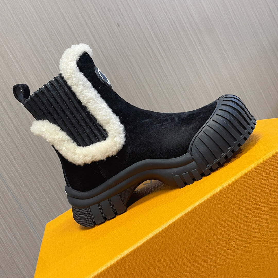 LV Ruby Flat Ankle Boot 50mm Black Suede