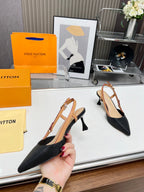 LV Blossom Slingback Pump 55mm Black Embroidered fabric 218285