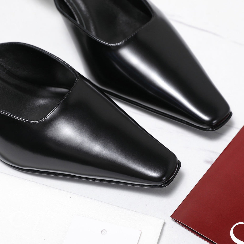 GG 26ss High Heel Mule 60 Black Sheepskin 601088
