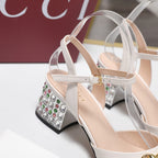 GG 26ss Sandals 55 White Beige Sheepskin 601094