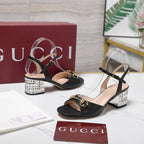GG 26ss Sandals 55 Black Beige Sheepskin 601098