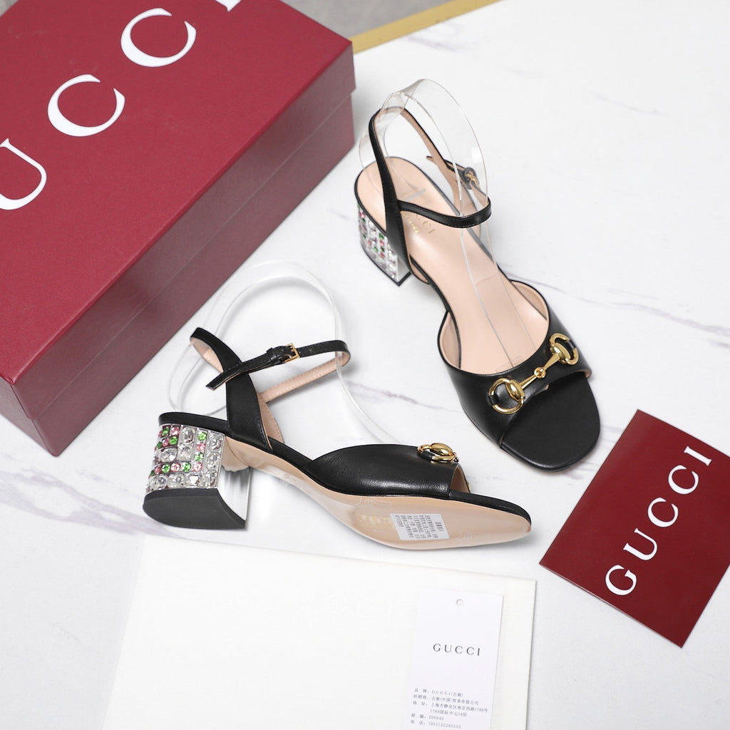 GG 26ss Sandals 55 Black Beige Sheepskin 601098