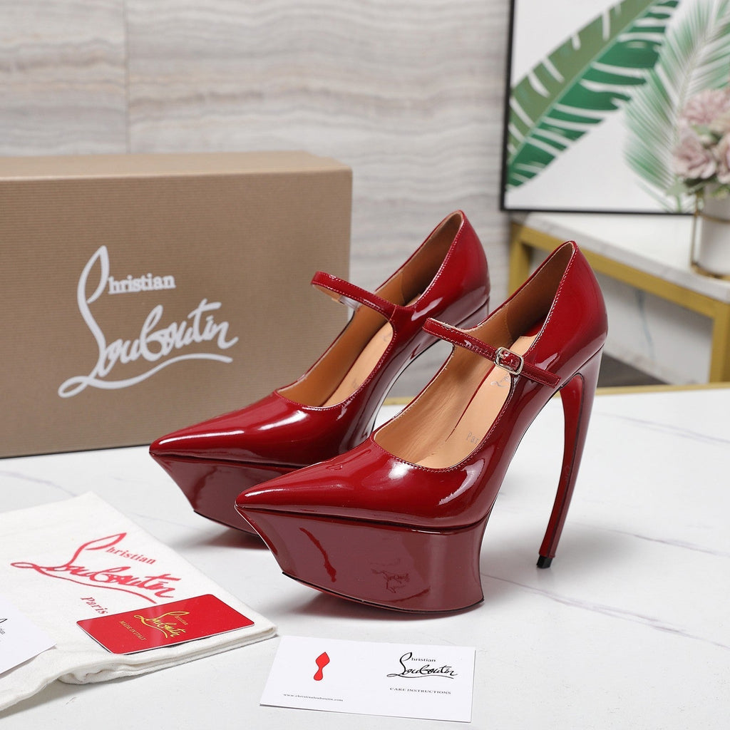 CL Matières Fécales Platform Pumps 15cm Red Patent Leather 637885