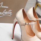 CL Matières Fécales Platform Pumps 15cm Light Beige Satin 637887