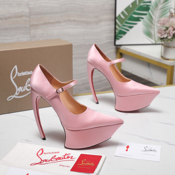 CL Matières Fécales Platform Pumps 15cm Light Pink Satin 637888