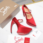 CL Matières Fécales Platform Pumps 15cm Red Satin 637890