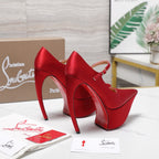CL Matières Fécales Platform Pumps 15cm Red Satin 637890