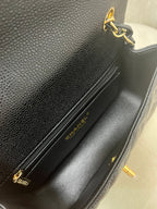 Flap Bag Mini 20cm Black Grained Calfskin Gold Hardware