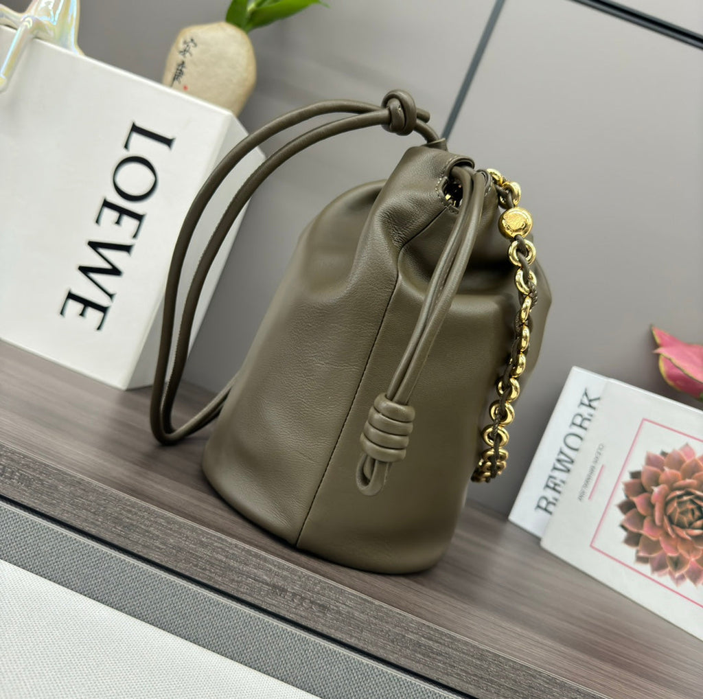 Loewe Flamenco Purse Bucket 32 Olive Lambskin Ghw