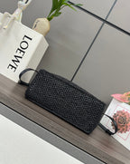 Loewe Small Font Tote Black Raffia