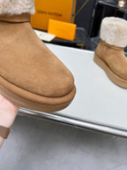 LV Aspen Platform Ankle Boot Brown White Suede