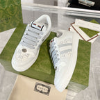 Gucci 2025 Screener Sneaker White Gray Leather Canvas 758539