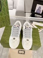 Gucci 2025 Screener Sneaker White Gray Leather Canvas 758539