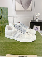 Gucci 2025 Screener Sneaker White Gray Leather Canvas 758539