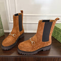 Gucci Horsebit Ankle Boots Brown Black Suede Sheepskin 490529
