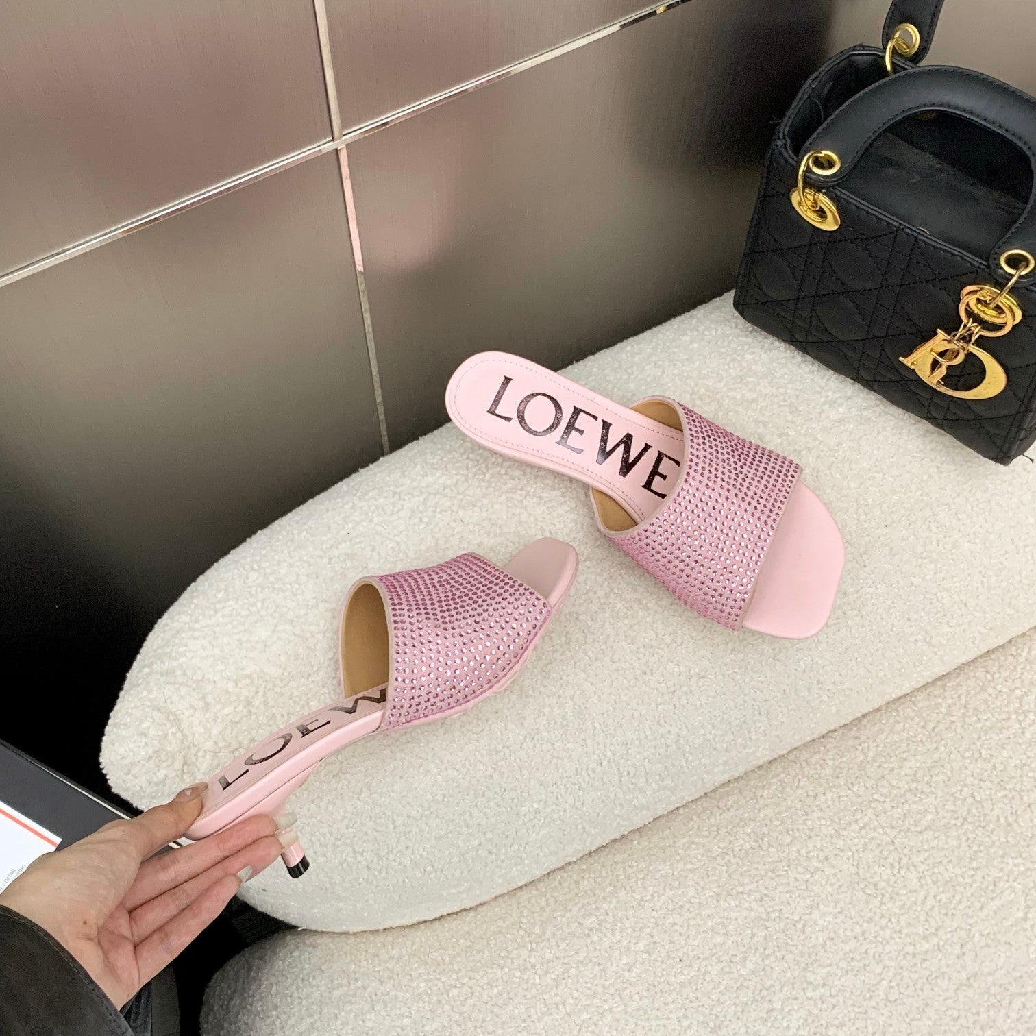 Loewe Petal Mule Multicolor Sheep and Diamond 246563