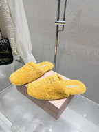 Miu Slippers Dark Yellow Wool Fabric