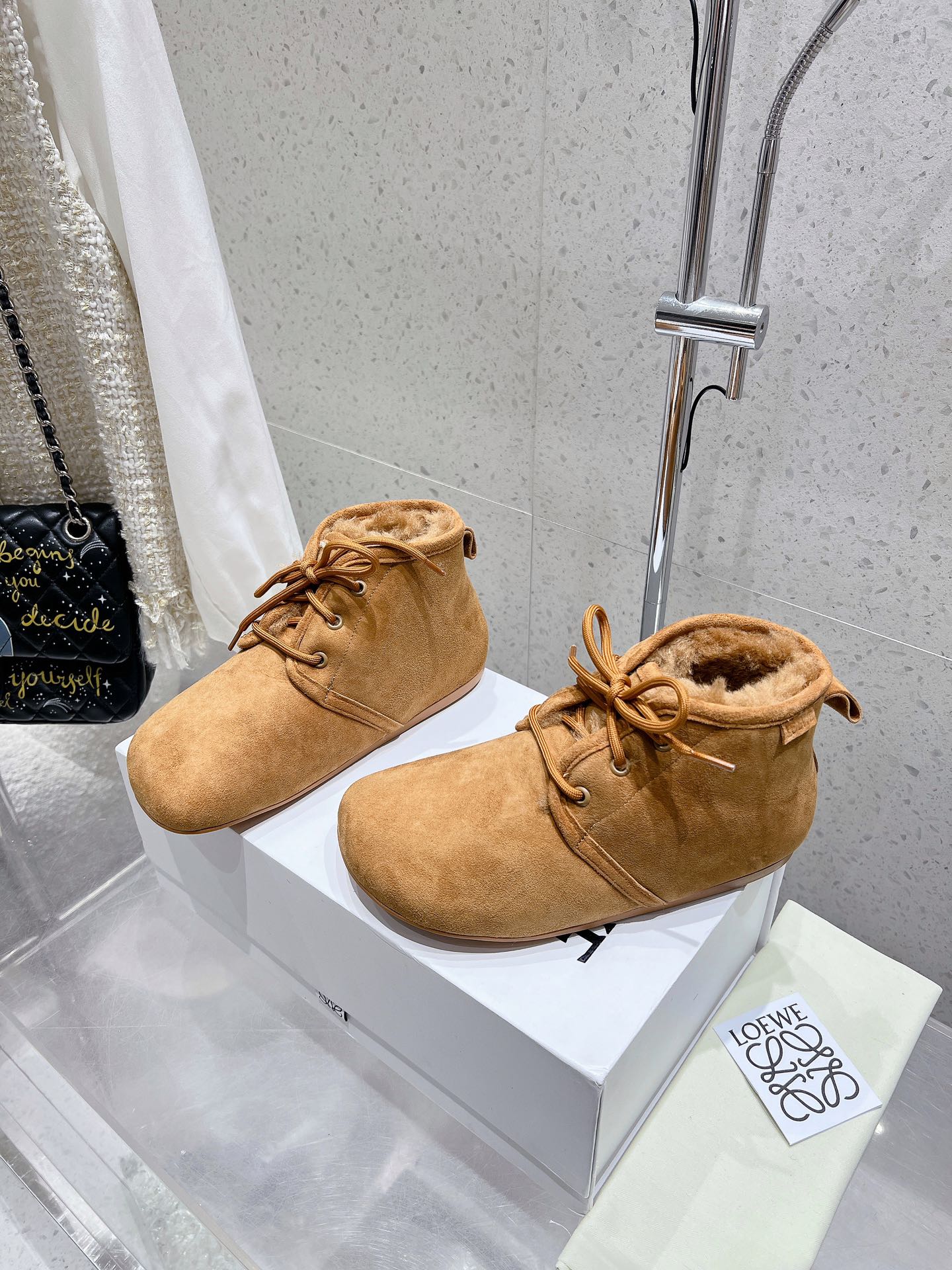 Loewe One-Piece Snow Boots Light Brown Suede 435630