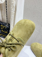 Loewe One-Piece Snow Boots Light Green Suede 435629