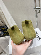 Loewe One-Piece Snow Boots Light Green Suede 435629