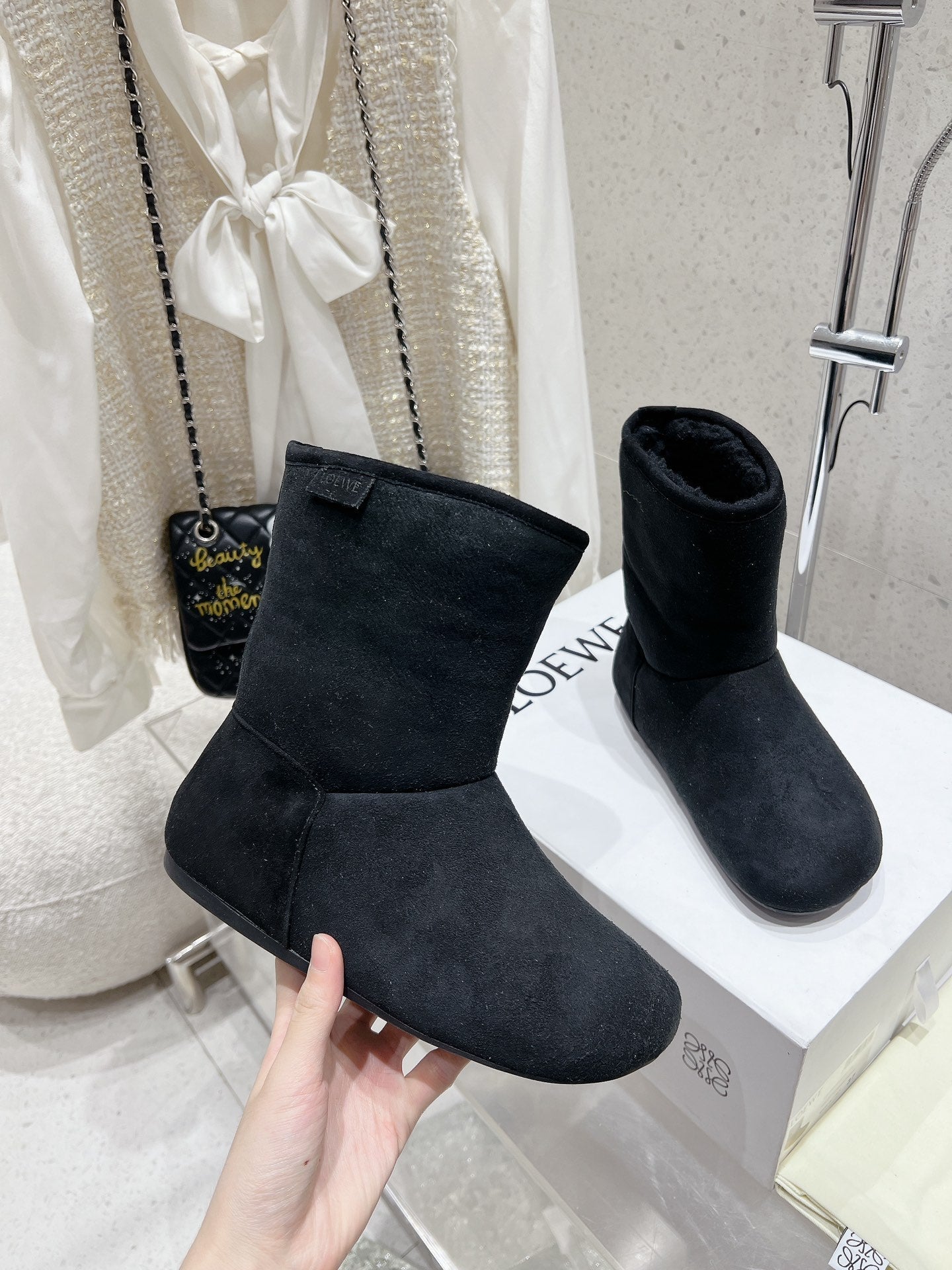 Loewe Lago Boots Black Suede 435627