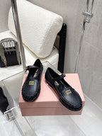 Miumiu 25 Mary Jane Loafer Black Cowhide 552429