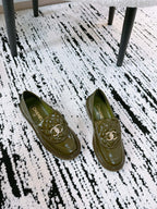 CC Moccasins 25mm In Moss Green Glossy Lambskin 144643