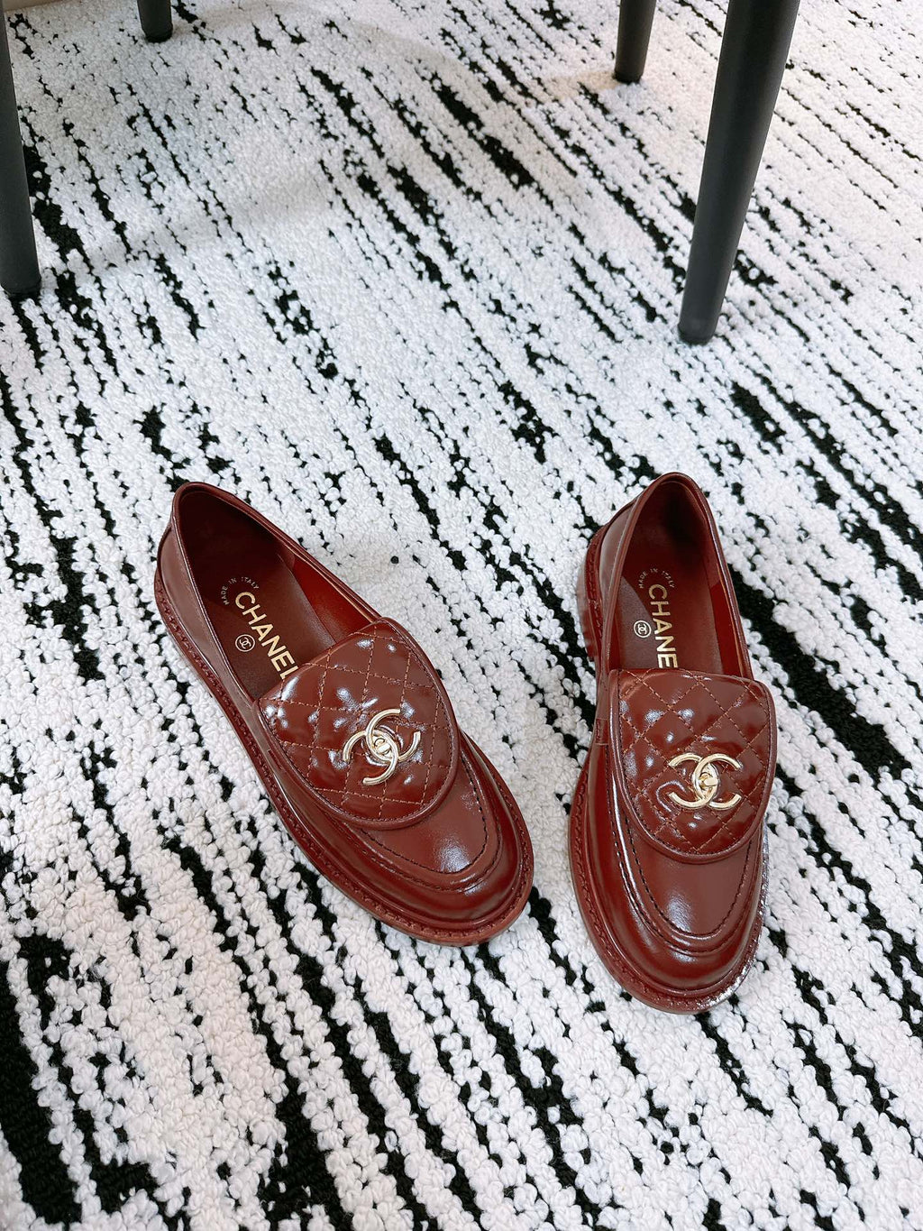 CC Moccasins 25mm In Brown Red Glossy Lambskin 144645
