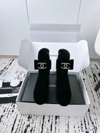 CC Ankle Boots In Black Velvet With Bow Tie 144659