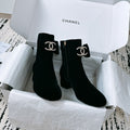 CC Ankle Boots In Black Velvet With Bow Tie 144659